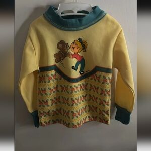 Vintage Yellow Crewneck Girl With teddy 12-18 Months
